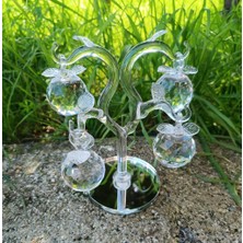 HD Marketim Kristal Cam Elma Ağacı Meyve Şeffaf  Ayna Biblo Masa Ev Ofis Düğün Nişan Organize Dekorasyon