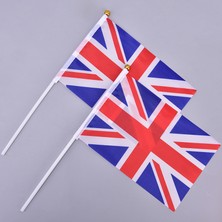 Pakuhit 10 Adet El Düzenlenen Dalga Union Jack Bayrağı Parti Kutlama Ingiltere Ingiltere Banner + Kutup Mj (Yurt Dışından)