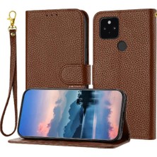 SZY Mall Google Pixel 5 Litch Desen Flip Folio Pu Deri Kartı Için Telefon Kılıfı (Yurt Dışından)