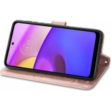 SZY Mall Motorola Moto E40 Flip Kapak Kılıf Için Kılıf Kısa Kayış Dört Yaprak (Yurt Dışından)