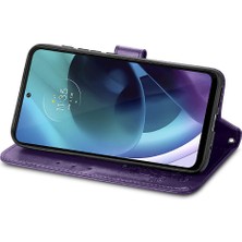 SZY Mall Motorola Moto G71 Flip Kapak Dört Yapraklı Yonca Zarif Iş Için Kılıf (Yurt Dışından)