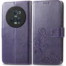 SZY Mall Huawei Onur Magic5 Pro Dört Yapraklı Yonca Flip Kapak Zarif (Yurt Dışından)