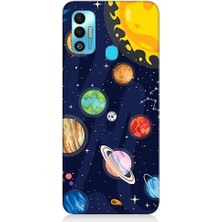 Teknomeg Tecno Spark 7t Uyumlu Gezegenler ve Yıldız Haritası Desenli Silikon Kılıf