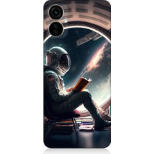 Teknomeg Tecno Camon 19 Neo Uyumlu Kitap ve Astronot Desenli Silikon Kılıf