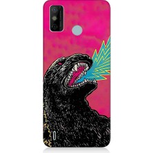 Teknomeg Tecno Spark 6 Go Uyumlu Godzilla Siyah Ejderha Desenli Silikon Kılıf