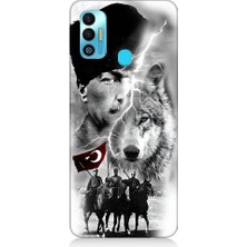 Teknomeg Tecno Spark 7t Uyumlu Atatürk Kurt ve Bayrak Desenli Silikon Kılıf
