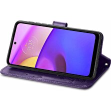 Bdt Shop Motorola Moto E40 Flip Kapak Kılıf Için Kılıf Kısa Kayış Dört Yaprak (Yurt Dışından)