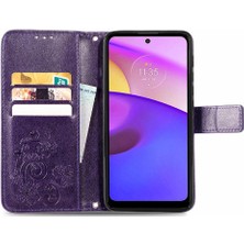 Bdt Shop Motorola Moto E40 Flip Kapak Kılıf Için Kılıf Kısa Kayış Dört Yaprak (Yurt Dışından)