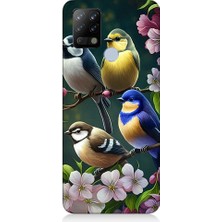 Teknomeg Tecno Pova Uyumlu Mavi Sarı ve Siyah Başlı Kuşlar Desenli Silikon Kılıf