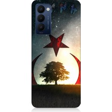 Teknomeg Tecno Camon 18 Uyumlu Göktürkçe Türk ve Ağaç Bayrak Desenli Silikon Kılıf