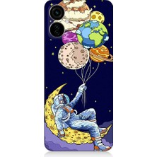 Teknomeg Tecno Camon 19 Neo Uyumlu Astronot ve Gezegenler Desenli Silikon Kılıf