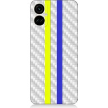 Teknomeg Tecno Camon 19 Pro Uyumlu Sarı Lacivert Metal Motif Desenli Silikon Kılıf