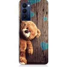 Teknomeg Tecno Camon 18 Uyumlu Ayıcık Aşk ve Kalplar Desenli Silikon Kılıf