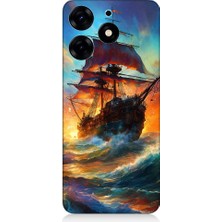 Teknomeg Tecno Spark 10 Pro Uyumlu Kızıl Deniz Yelkenli Gemi Desenli Silikon Kılıf