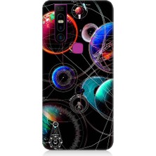 Teknomeg Infinix 5s Pro Uyumlu Sci Fi Gezegenler ve Vektörler Desenli Silikon Kılıf