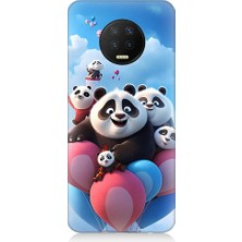 Teknomeg Infinix Note 7 Uyumlu Sevimli Pana Ailesi Uçan Balon Desenli Silikon Kılıf