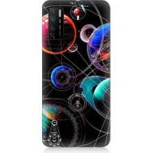 Teknomeg Infinix Note 7 Lite Uyumlu Sci Fi Gezegenler ve Vektörler Desenli Silikon Kılıf