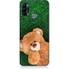 Teknomeg Infinix Hot 9 Uyumlu Sevimli Kahverengi Ayı Desenli Silikon Kılıf