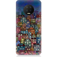 Teknomeg Infinix Note 7 Uyumlu Minyatür Evler ve Gece Desenli Silikon Kılıf