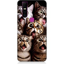Teknomeg Infinix 5s Pro Uyumlu Şaşkın Kediler Desenli Silikon Kılıf