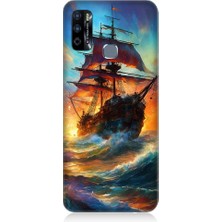 Teknomeg Infinix Hot 9 Uyumlu Kızıl Deniz Yelkenli Gemi Desenli Silikon Kılıf