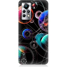 Teknomeg Infinix Note 11S Uyumlu Sci Fi Gezegenler ve Vektörler Desenli Silikon Kılıf