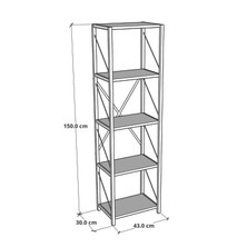 Furnature Design Metal Kitaplık 5 Dar Raflı Dekoratif Kitaplık Beyaz