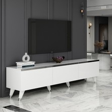 Newline Mobilya Tiefely Tv Ünitesi Beyaz- Gümüş 180 cm