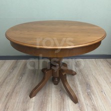 Roys Ahşap 120 cm Açık Ceviz Yuvarlak İlaveli Baba Ayak Yemek Masası