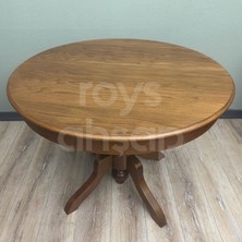 Roys Ahşap 120 cm Açık Ceviz Yuvarlak İlaveli Baba Ayak Yemek Masası