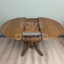 Roys Ahşap 120 cm Açık Ceviz Yuvarlak İlaveli Baba Ayak Yemek Masası