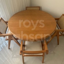 Roys Ahşap 100 Cm Koyu Naturel Yuvarlak Açılabilen Baba Ayak Yemek Masası
