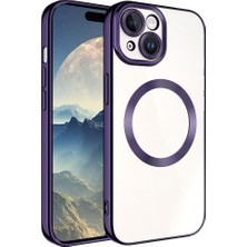 HTstore Apple iPhone Uyumlu 15 Plus Kılıf Magsafe Wireless Şarj Özellikli Zore Setro Silikon-Derin Mor