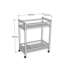 Furnature Design Servis Sunum Arabası Ev Tipi Iki Katlı Şişe Bölmeli Servant Bar Cart Atlantik Çam