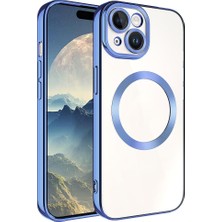 HTstore Apple iPhone Uyumlu 15 Kılıf Magsafe Wireless Şarj Özellikli Zore Setro Silikon-Sierra Mavi