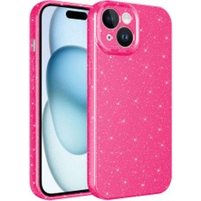 HTstore Apple iPhone Uyumlu 15 Plus Kılıf Kamera Korumalı Simli Lüks Zore Koton Kapak-Pembe Koyu