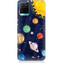 Teknomeg Vivo Y53S Uyumlu Gezegenler ve Yıldız Haritası Desenli Silikon Kılıf