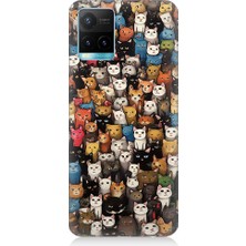 Teknomeg Vivo Y53S Uyumlu Renki Sevimli Kediler Desenli Silikon Kılıf