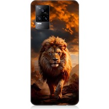 Teknomeg Vivo V21E Uyumlu Yırtıcı Aslan Kral Desenli Silikon Kılıf