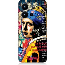 Teknomeg Vivo Y22S Uyumlu Inci Küpeli Kız Popart Desenli Silikon Kılıf
