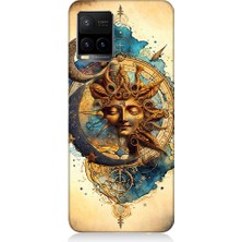 Teknomeg Vivo Y21S Uyumlu Ay ve Güneş Tarot Desenli Silikon Kılıf