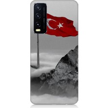 Teknomeg Vivo Y20 Uyumlu Bayrak ve Dağ Desenli Silikon Kılıf