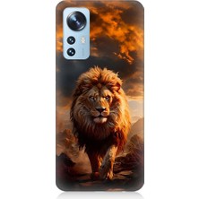 Teknomeg Xiaomi 12 Uyumlu Yırtıcı Aslan Kral Desenli Silikon Kılıf