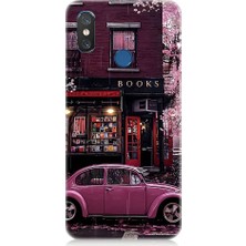 Teknomeg Xiaomi Mi 8 Uyumlu Kitapçı ve Pembe Volkswagen Desenli Silikon Kılıf