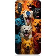 Teknomeg Xiaomi Mi 8s Uyumlu Sevimli Köpekler Desenli Silikon Kılıf