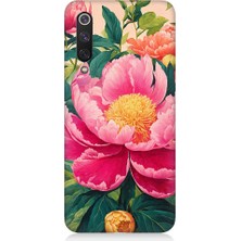 Teknomeg Xiaomi Mi 9se Uyumlu Pembe Çiçekler Desenli Silikon Kılıf