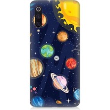 Teknomeg Xiaomi Mi 9 Uyumlu Gezegenler ve Yıldız Haritası Desenli Silikon Kılıf