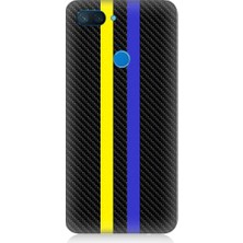Teknomeg Xiaomi Mi 8 Lite Uyumlu Sarı Lacivert Karbon Motif Desenli Silikon Kılıf