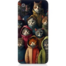 Teknomeg Xiaomi Mi 9se Uyumlu Kapşonlu Kediler Desenli Silikon Kılıf