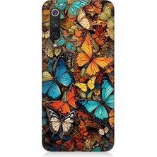Teknomeg Xiaomi Mi 9se Uyumlu Pastel Renkli Kelebekler Desenli Silikon Kılıf